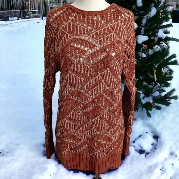 Universal Thread Open Knit Sweater NEW S Clay Pullover Crochet Asymmetric Rustic - Picture 14 of 16